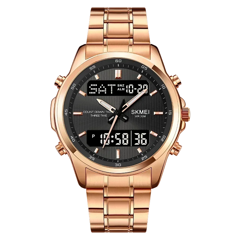 Reloj Deportivo Digital Con Cronógrafo Electrónico Resistente Al Agua (oro Rosa Y Negro)