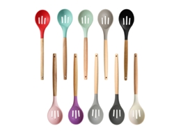 Utensilios De Cocina Colador De Silicona Con Mango De Madera 1 Pieza Negro Yuysan