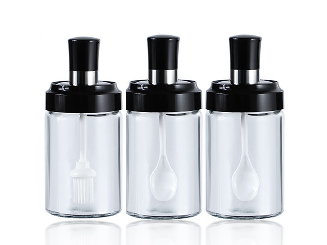 Frascos para especias de vidrio de borosilicato, botella para condimentos con cuchara y tapa, 250 ml NEVEANCE
