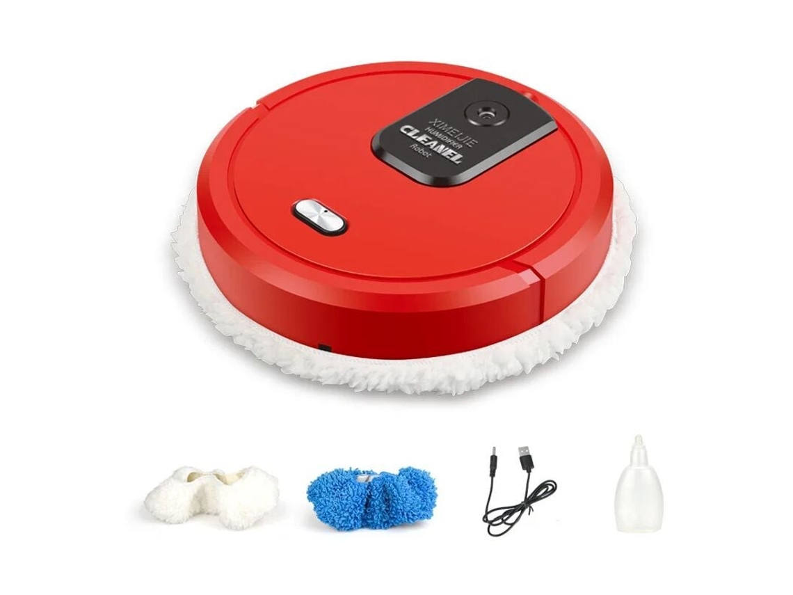 Aspiradora robot inteligente con función de fregado, control remoto, limpieza automática, color rojo