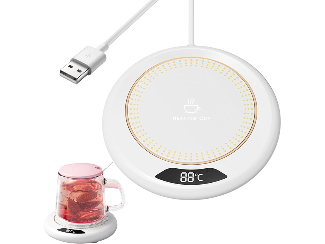 Calentador De Tazas De 20 W Con 3 Ajustes De Temperatura, Para Bebidas, Alimentos Y Velas, Blanco.