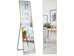 160 x 40 cm Espejo Rectangular/3 en 1 Espejo de Pared o de Pie, con Cristal Inastillable y Marco de Aleación de Aluminio para Dormitorio COSTWAY