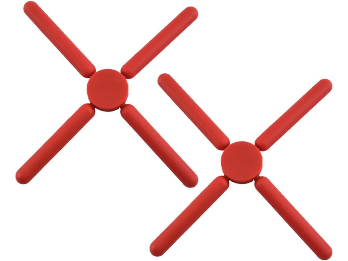 Salvamanteles Plegables De Silicona, Diseño Resistente Al Calor, Color Rojo, Juego De 2