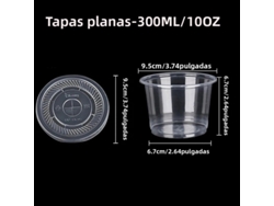 Vaso desechable de plástico MDUG para postre y ensalada con tapa plana de 300 ml