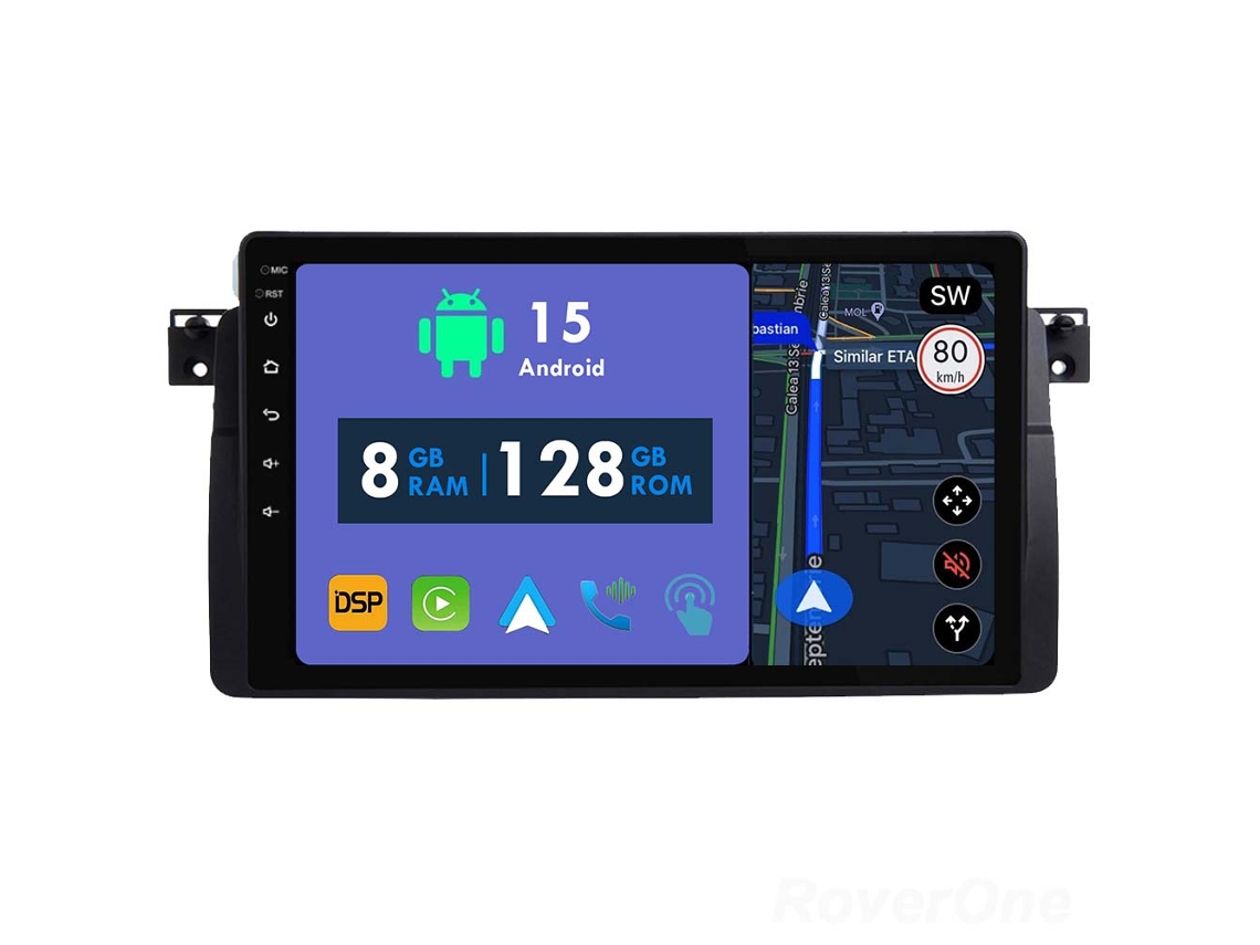 Coche Radio Android Auto Autoradio 8GB RAM 128G ROM CarPlay Navegación GPS Pantalla Táctil RoverOne para BMW 3 Series E46 1998 - 2006 