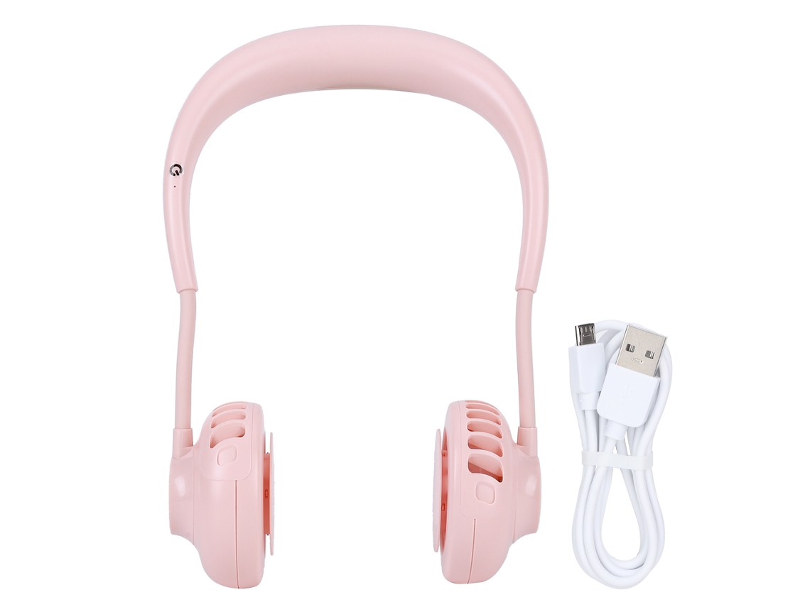 Ventilador de cuello manos libres recargable por USB - Rosa