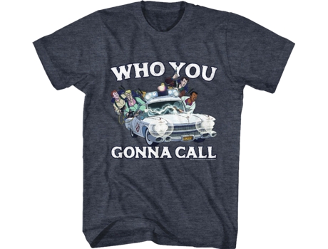 Camisetas Unisex DEEPSTONE Who You Gonna Call Real Ghostbusters Cast Brezo azul marino (S)