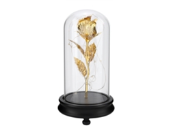 Lámpara de mesa LED rosa artificial con pantalla de cristal