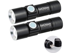 Linternas de bolsillo LED, 350 lúmenes, 3 modos, USB, pack de 2, para camping y pesca