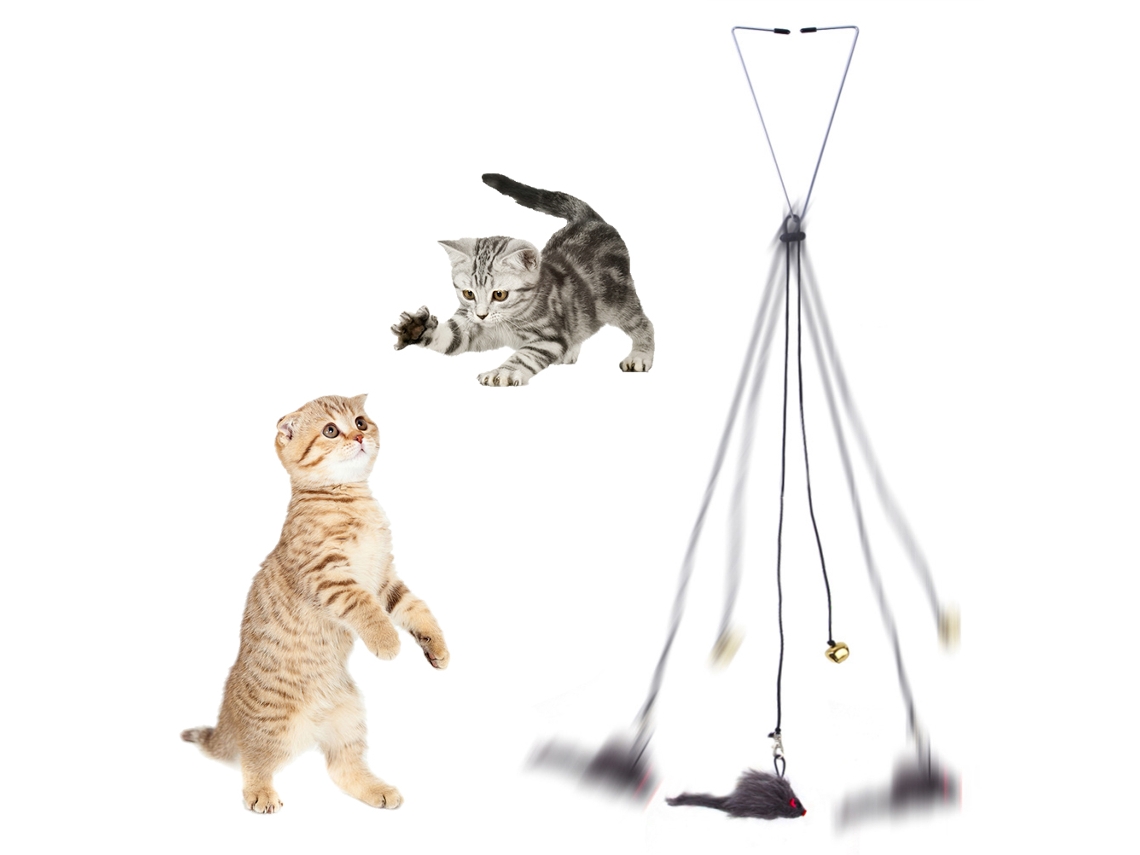 Juguete Automático Para Gatos Con Cordón Elástico Ajustable, Para Colgar En Puertas Y Ventanas. Juguete Con Forma De Ratón Para Que Los Gatos Jueguen Solos.