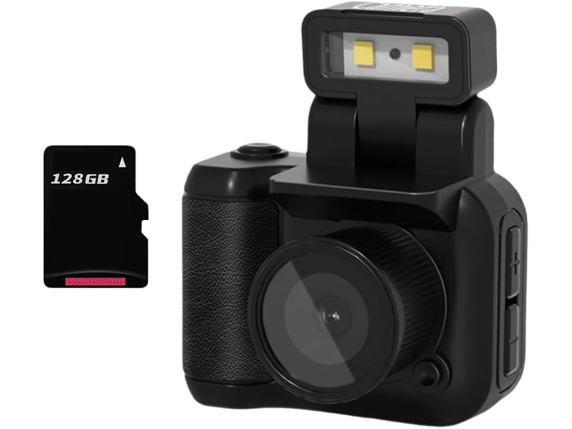 Minicámara Cmos Estilo Slr Con Tarjeta De Memoria De 128 Gb, Flash Y Base De Carga.