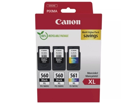 Cartucho de Tinta Original CANON Pg-560Xl Cl-561Xl Multipack Alta Capacidad/ 2X Negro/ Tricolor