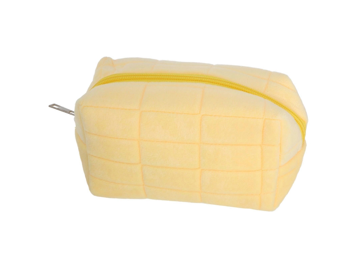 Mini neceser de maquillaje, ideal para uso diario, amarillo, material suave, 1 unidad. Hengjian