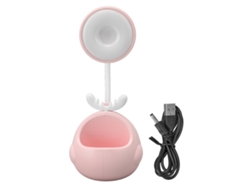 Lámpara De Mesa Led Con Manguera Flexible Plegable, Portaminas Y Carga Usb, Lámpara Nocturna Infantil Rosa