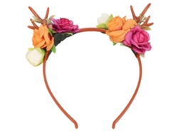 Diadema De Cuernos De Reno Con Flores Para Fiestas, Bodas, Navidad, Rojo, Rosa, Moda