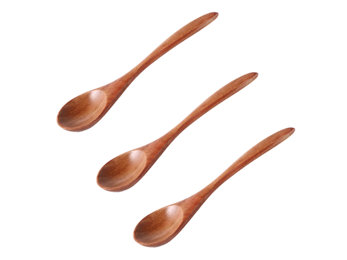 Cuchara de madera con mango largo, cuchara de arroz, cuchara de postre, cuchara y tenedor de madera hechos a mano para mesa Kofihety