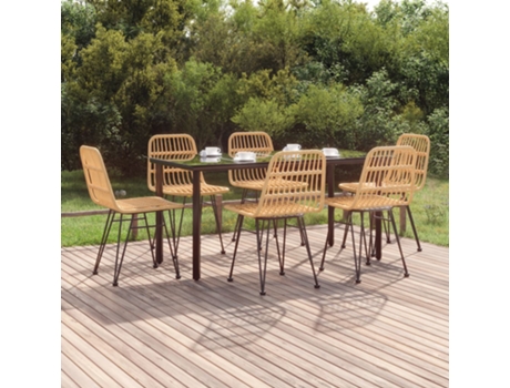 Conjunto 7 de comedor de jardín VIDAXL ratán sintético