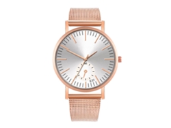 Reloj De Pulsera De Cuarzo Para Parejas Con Correa De Malla, Estilo Moderno, Blanco Y Oro Rosa.