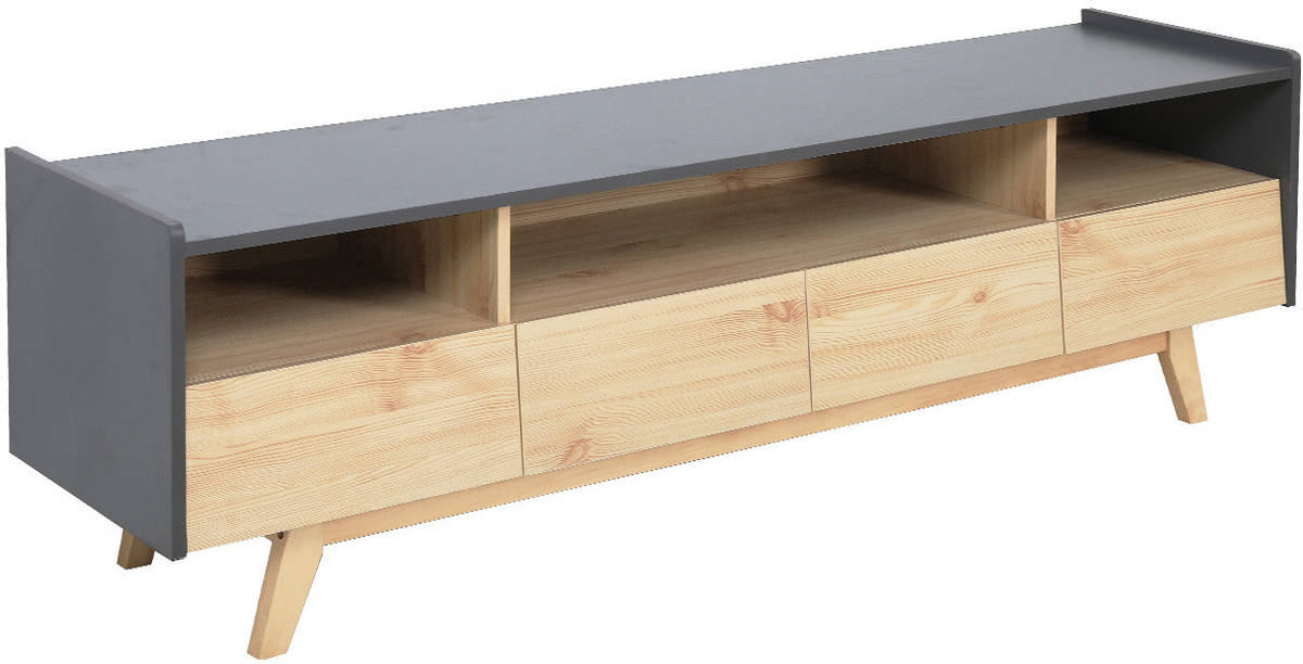 Mueble TV THINIA HOME Denise Gris, Beis (Tablero Aglomerado - 160x40x50 cm)
