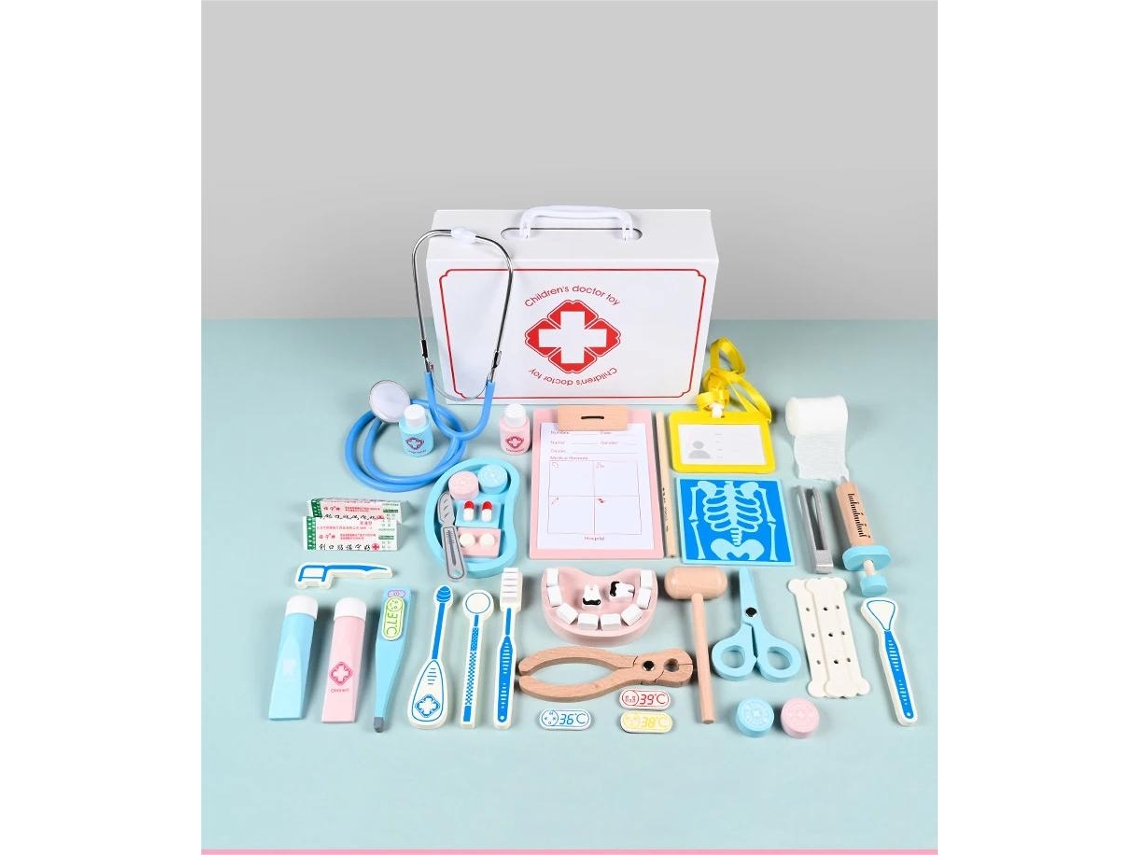 Juego de médico de madera para niños con botiquín. Mdug