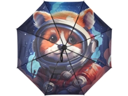 Paraguas automático de viaje con estampado de gatito astronauta, tejido resistente, diseño para vacaciones.