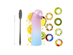 Botella CUICH Botella de Agua con Aire con 7 Cápsulas de Sabor 650Ml de Fragancia de Frutas 0% Azúcar con Pajita Rosa