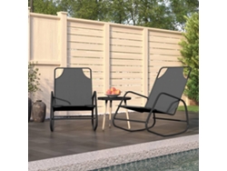 Pack 2 Uds Tumbona | Tumbona De Exterior | Silla Mecedora De Acero Y Textilene Gris Wsd284086
