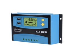 Controlador de carga solar con panel USB dual, LCD, 12 V/24 V, 30 A (azul)
