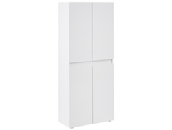 Armário Alto Para Sapatos Com 4 Portas E Prateleiras Beliani Lethbridge De Aglomerado De Madeira Branco 77x36x180