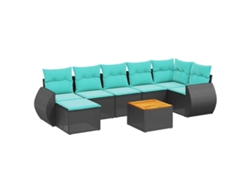 Maison Exclusive - Conjunto De Sofá De Jardín De 8 Piezas Con Cojines, De Poliratán Negro