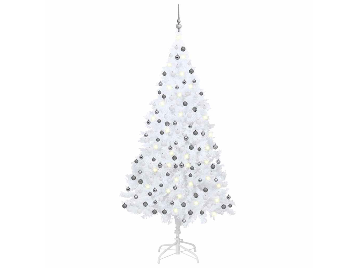 Árbol de Navidad VIDAXL preiluminado con luces y bolas blanco (240 cm)