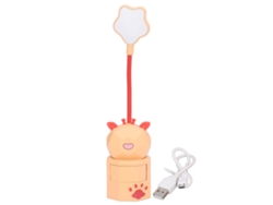 Lámpara de lectura infantil con diseño bonito, carga USB, luz cálida, cuello flexible de 360°, material seguro.