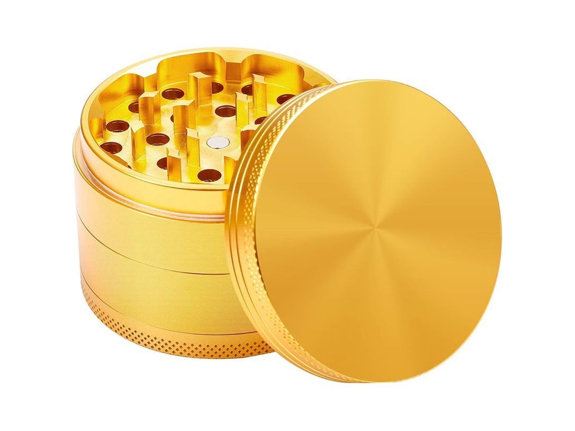 Molinillo De Hierbas Linjou, De Aleación De Zinc De 4 Capas Para Hierbas Y Especias Secas - 50 Mm (dorado)