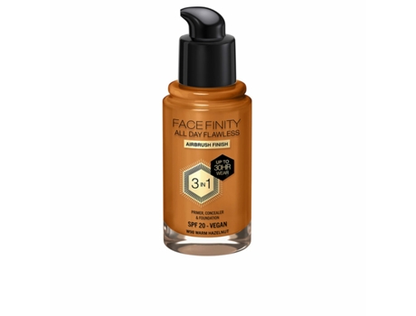 Base de Maquillaje Cremosa Max Factor Face Finity All Day Flawless 3 en 1 Spf 20 Nº W98 Warm hazelnut 30 ml