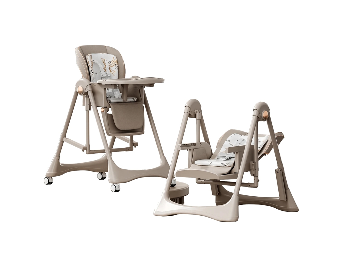 Silla de comedor, asiento reclinable, diseño compacto, color caqui.