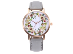 Reloj De Pulsera De Cuarzo Para Mujer Con Correa De Piel Sintética Y Esfera Redonda Gris.