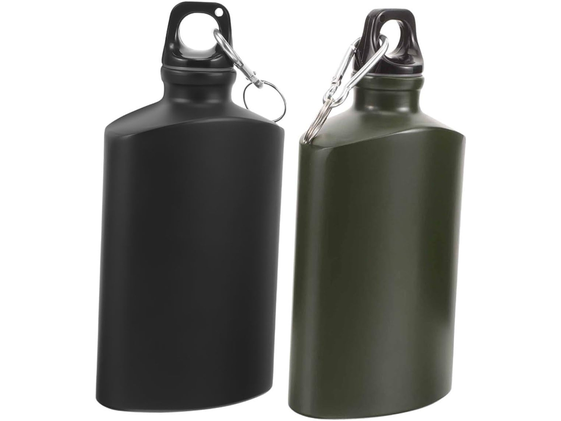 Botella De Agua Plana Y Ligera De 2 Piezas En Aleación.
