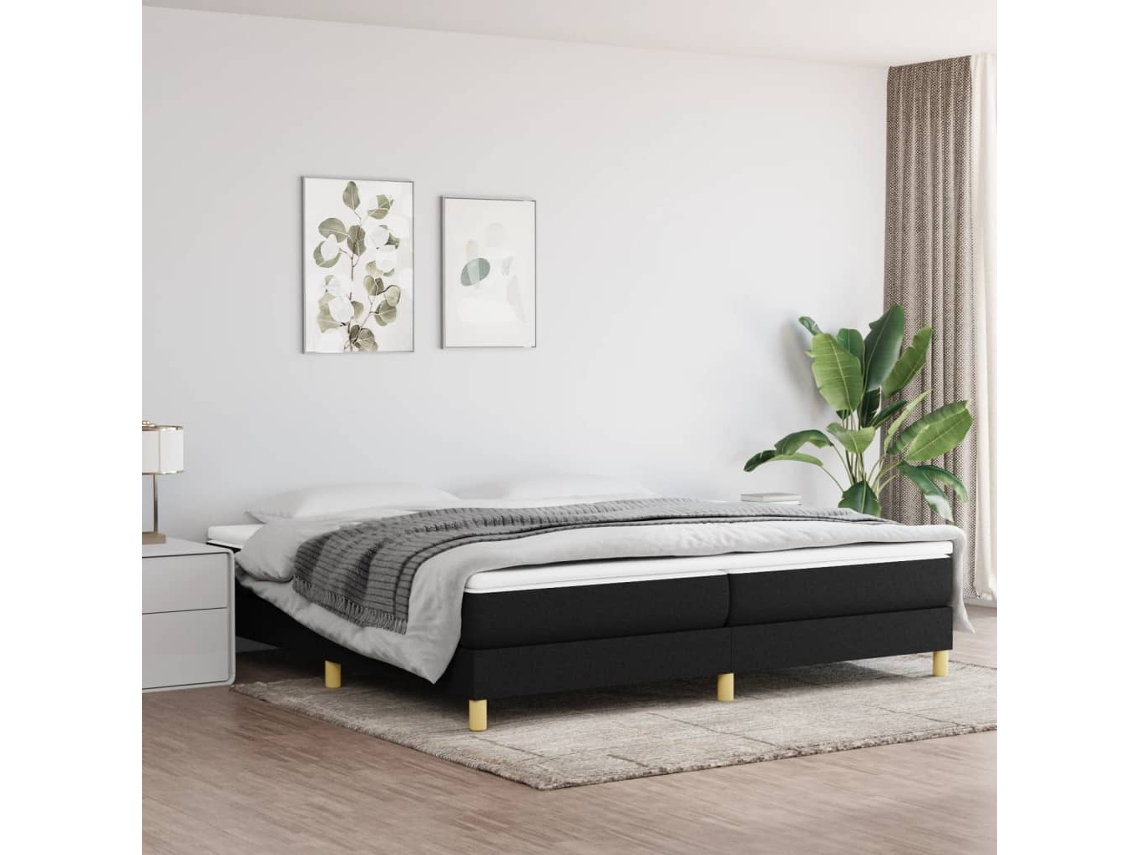 Cama Sin Colchón Tela Negro 200x200 Cm