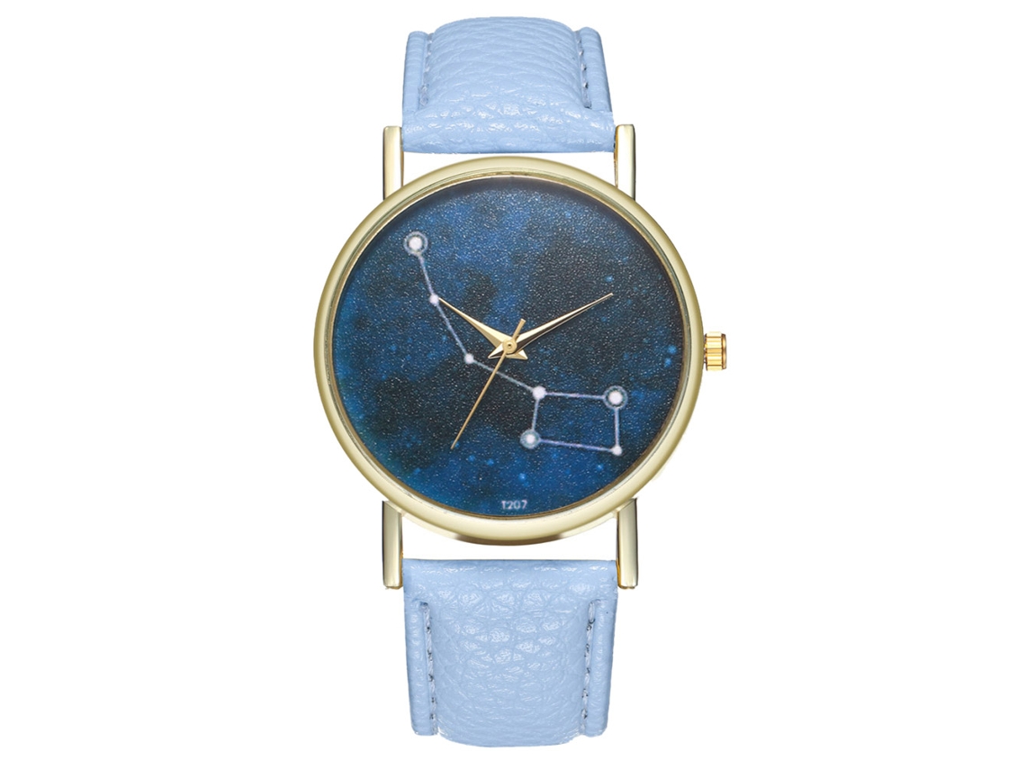 Reloj Analógico De Cuarzo Con Correa Pu Para Mujer Y Hombre Estrella (azul Claro)