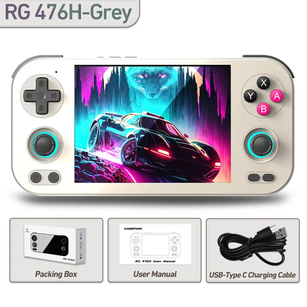 Consola De Juegos Rg 476h De 128 Gb (juegos 4k) gris Retro pantalla Ltps In-cell De 4,7 Pulgadas Procesador Unisoc T820