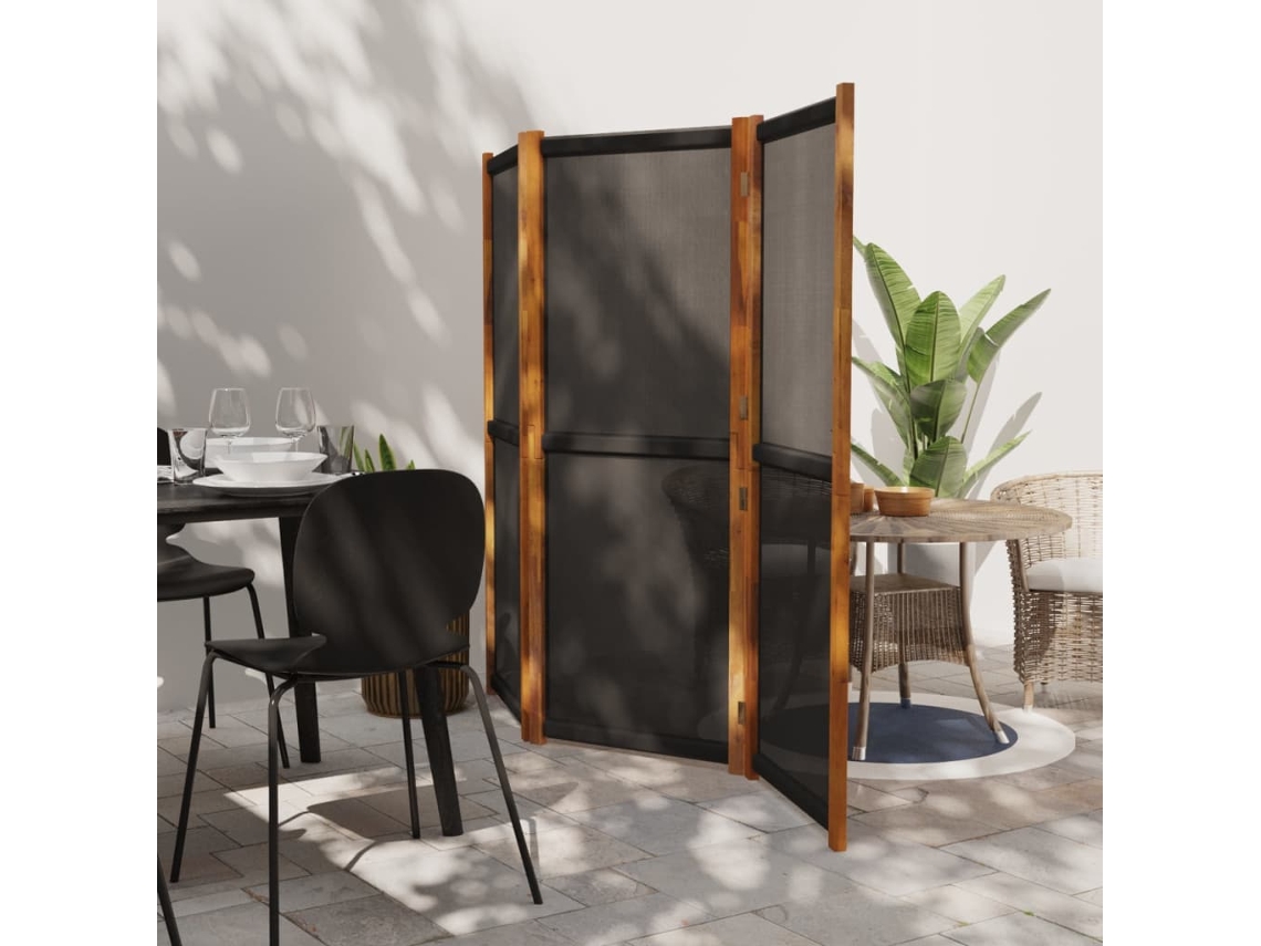 Separador LOVELY HOME con 3 Paneles de Tela Negra (210 x 180 cm)