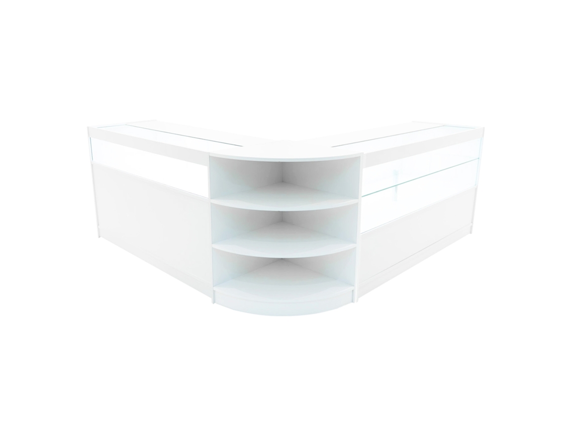 Estantería comercial Harmony | Blanco | B1500c1500lm60 | MDF y vidrio templado | Estanterías y puertas Monstershop