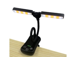 (negro) Luz De Lectura Recargable De Doble Cabezal, Control Táctil, 24 Modos, Con Clip.