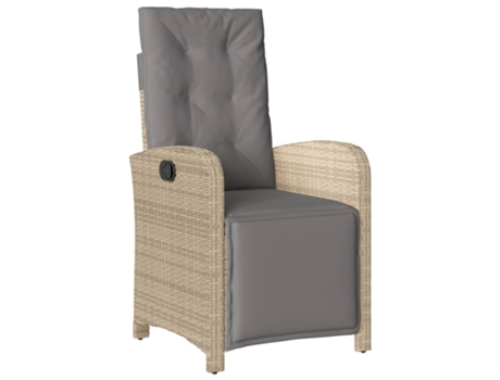Sillón reclinable de jardín VIDAXL con reposapiés ratán PE beige mixto