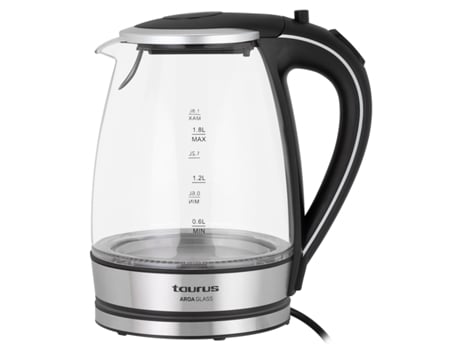 Hervidor Eléctrico TAURUS Aros Glass (verIII) 958523 (2200 W - 1.8 L)