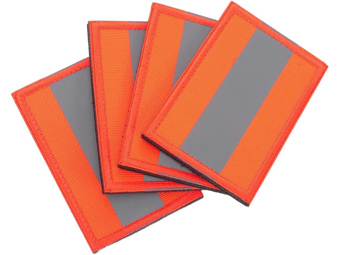 Paquete de 4 pegatinas reflectantes naranjas de alta visibilidad.