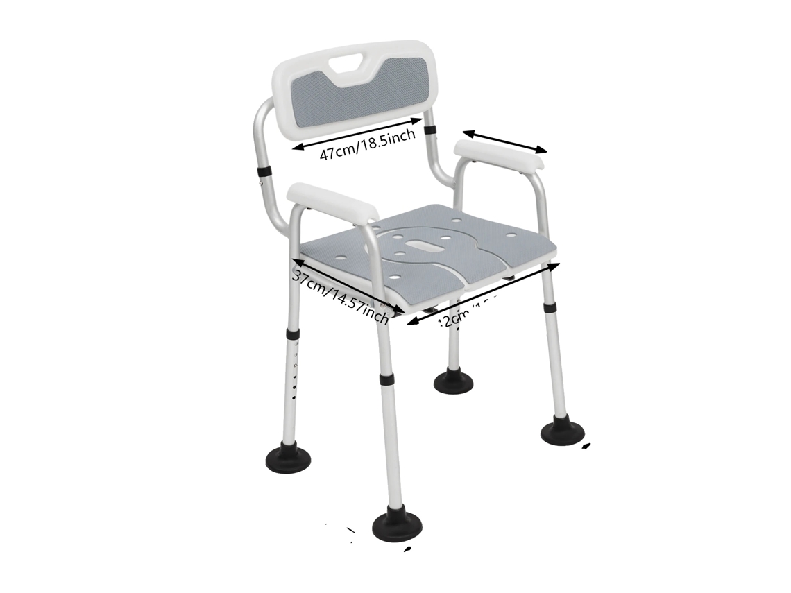 Silla de ducha, altura ajustable, diseño duradero y resistente, gris OEM