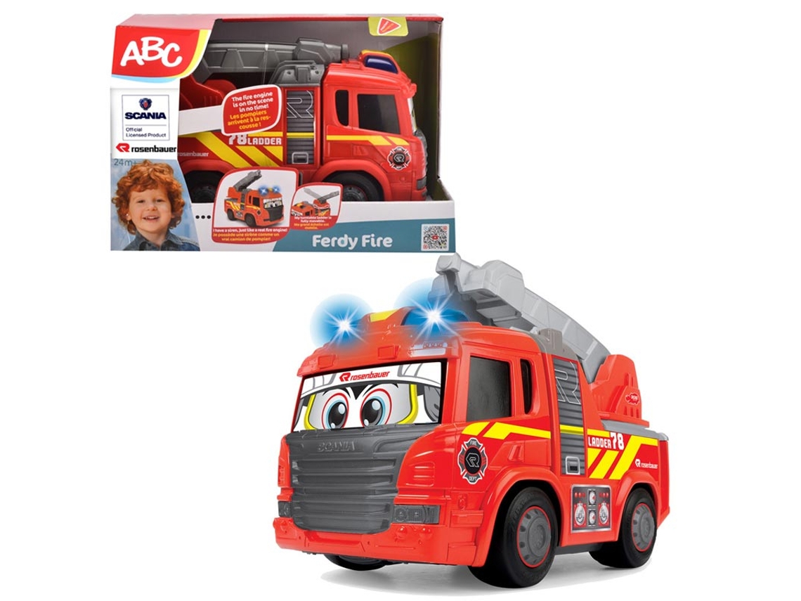 Coche SIMBA Abc Camión de Bomberos Luces y Sonido (Edad Mínima Recomendada: 2 años - 25 cm)