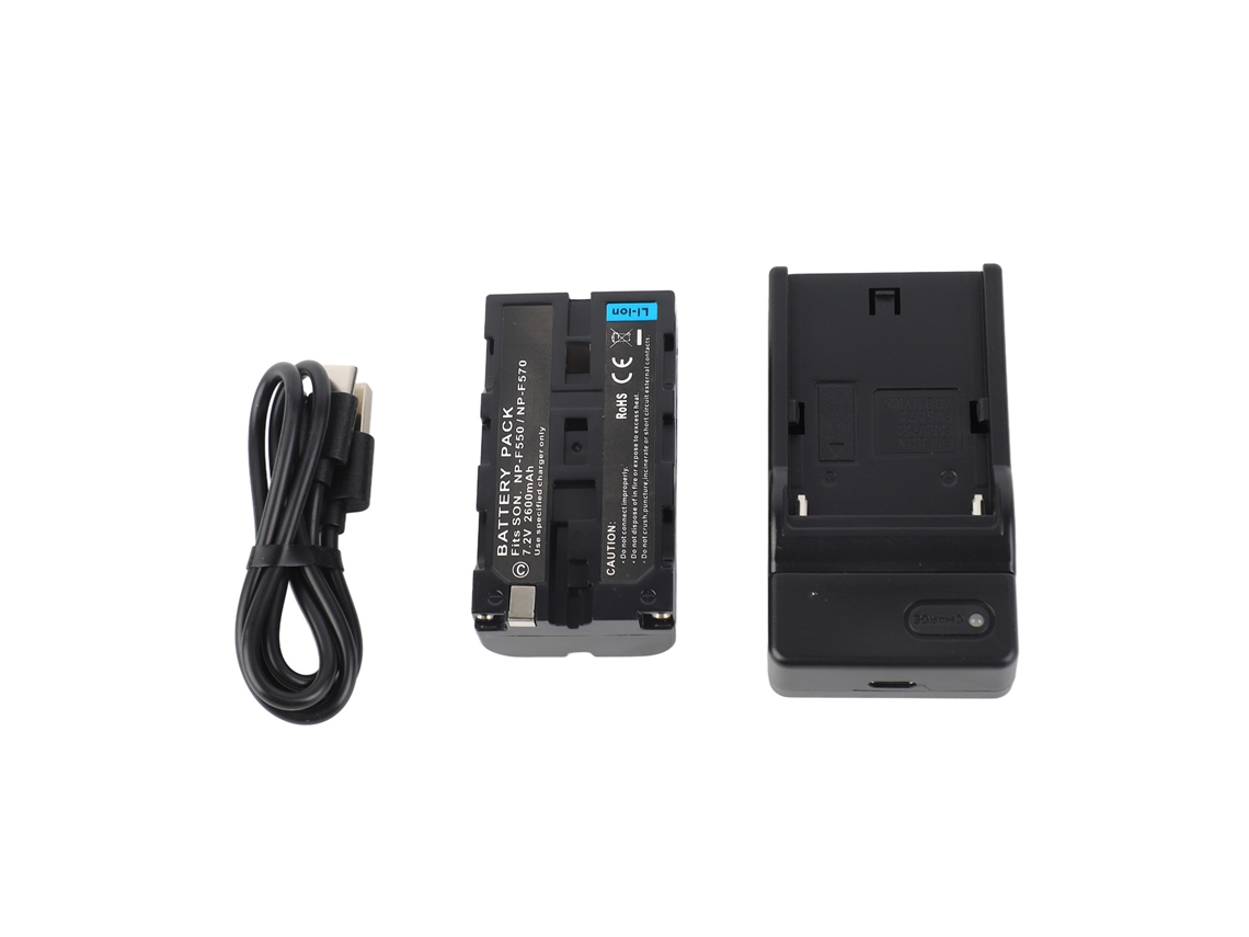 Kit De Batería Y Cargador Np-f550/f570 Para Cámara Sony 7.2v 2600mah Recargable Con Cable Usb