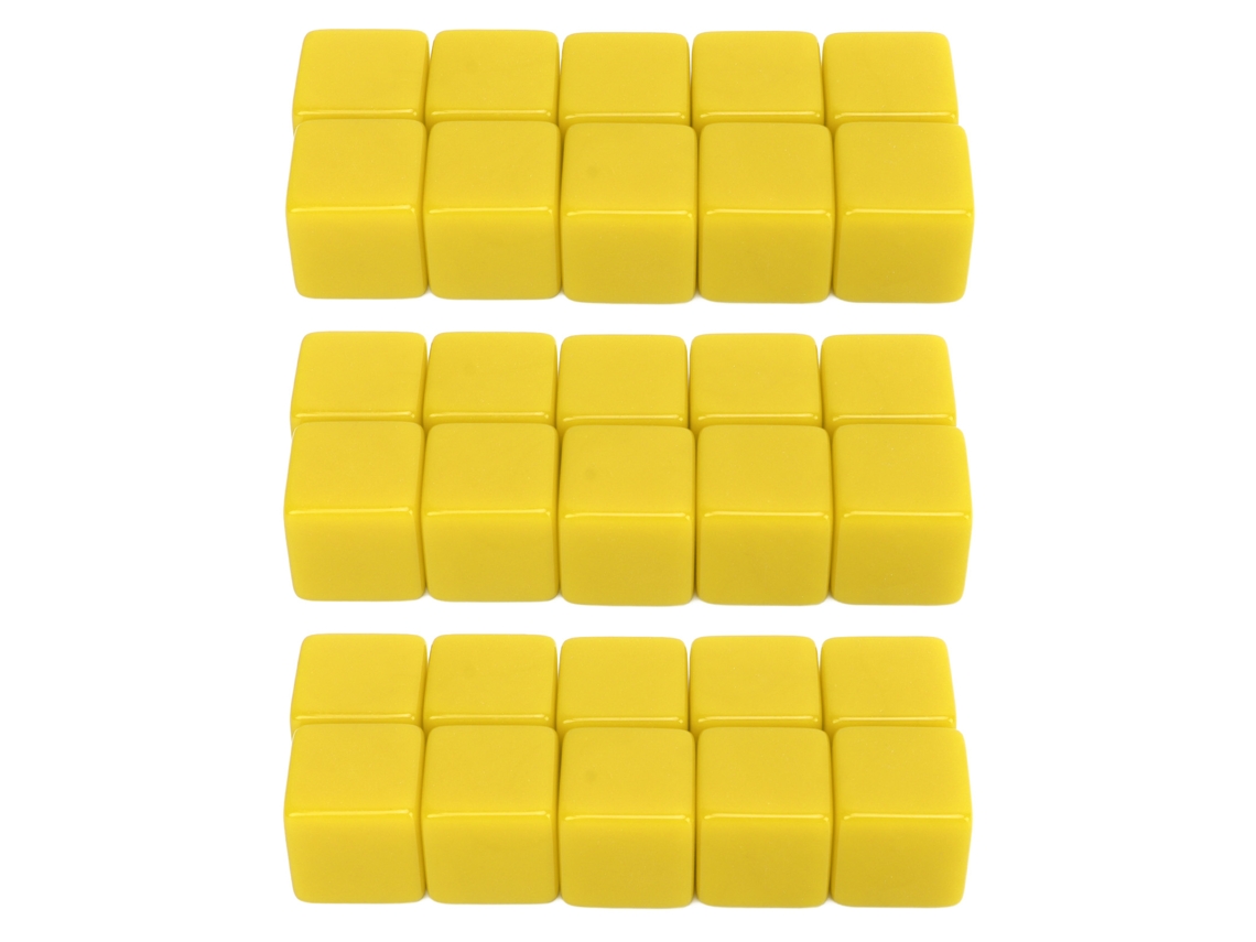 Juego De 30 Dados Hexagonales En Blanco De 16 Mm Para Manualidades, Escritura Y Enseñanza De Matemáticas, Color Amarillo.
